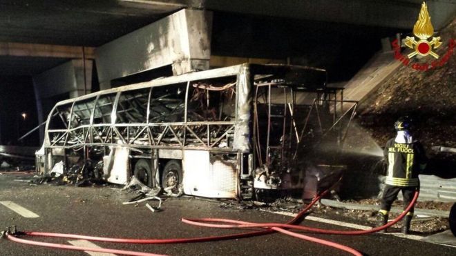 В Італії згорів автобус зі школярами з Угорщини: 16 загиблих