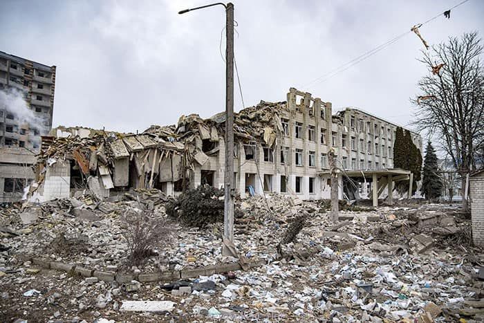 Житомирська школа після російської ракетної атаки у 2022 році.